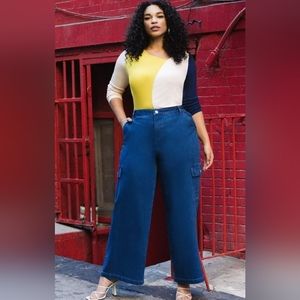 ELOQUII Wide  Leg Cargo Jean Size 16